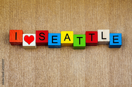 I Love Seattle, Washington, USA - sign series for travel