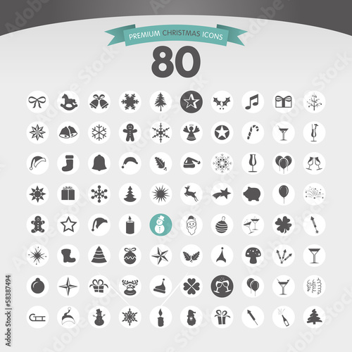Photography Icon Button Set - Weihnachten Silvester Sterne Schnee Sekt
