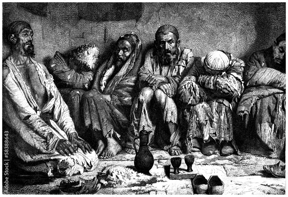 Opium Smokers - Central-Asia - 19th century - obrazy, fototapety, plakaty 
