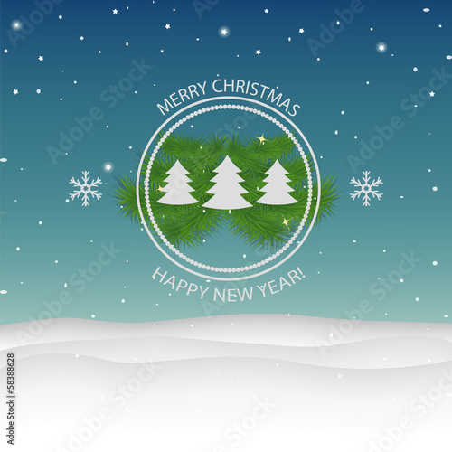 Christmas and New Year. Vector greeting card