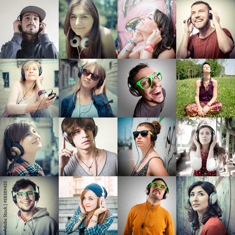 © Eugenio Marongiu - collage of group various people listening to music © Eugenio Marongiu - collage of group various people listening to music