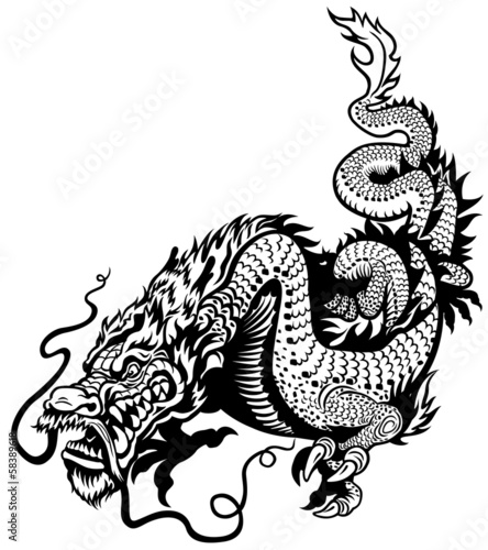 dragon black white