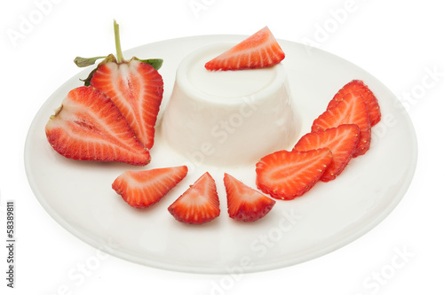 Strawberry yogurt isolated