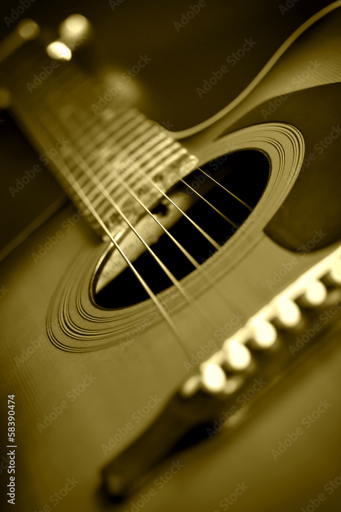 Obraz premium Wooden acoustic guitar