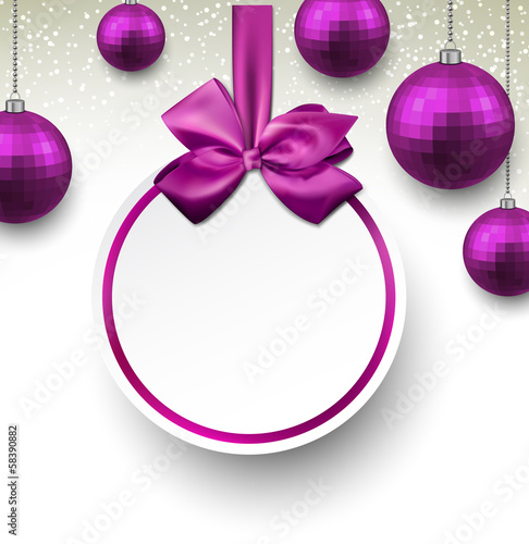 Purple paper round holiday labels.