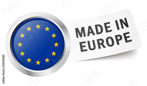 Button mit Fahne " MADE IN EUROPE "