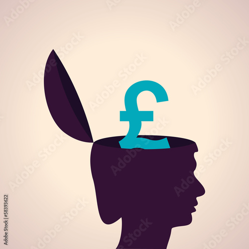 Illustration of thinking concept-Human head with pound symbol