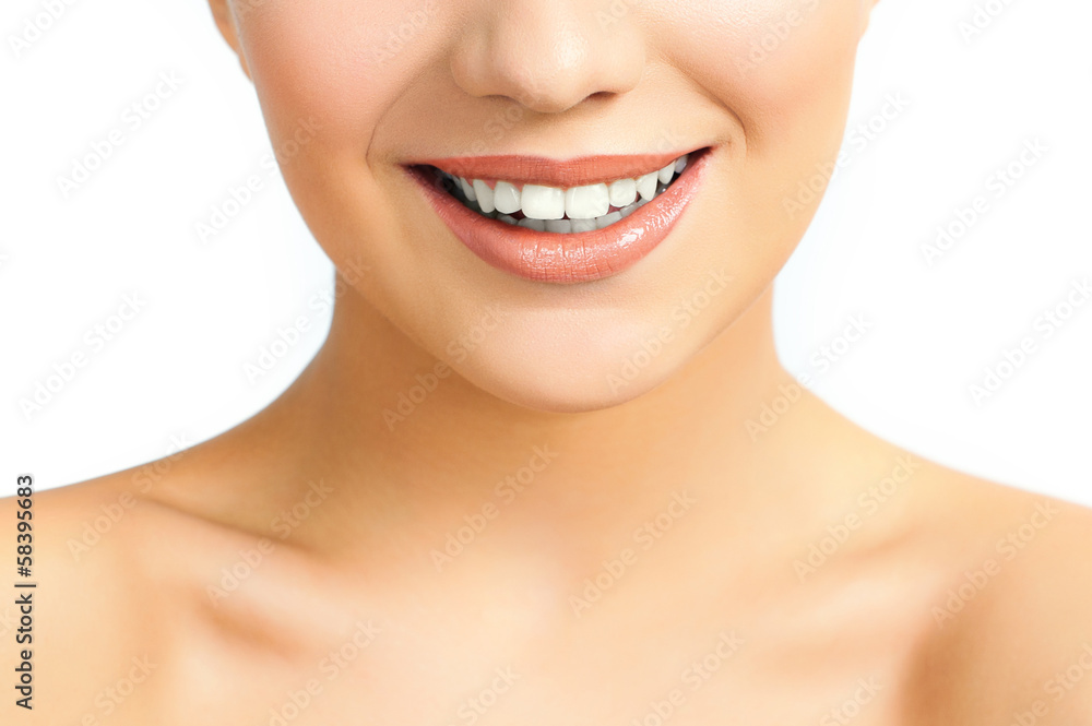 wide sincere smile on a white background wide sincere smile on a white background