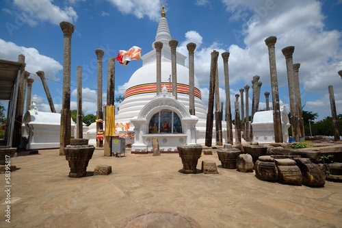 Ancient Thuparama Dagoba with pillars, Anuradhapura, Sri Lanka photo