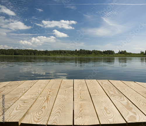 Tabletop with lake view