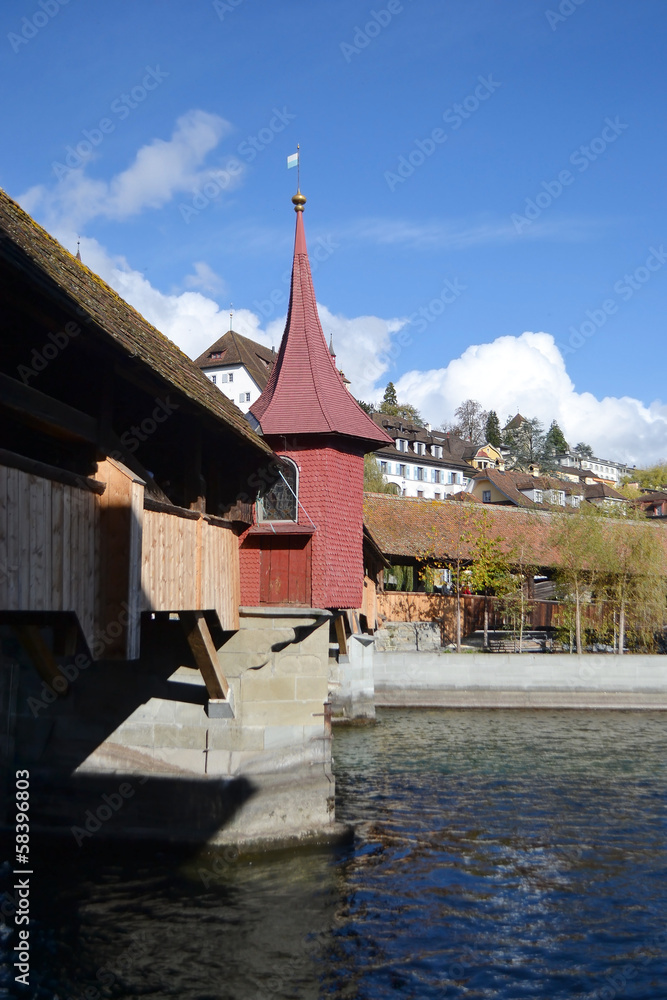 Old wooden bridge in Lucerne Old wooden bridge in Lucerne