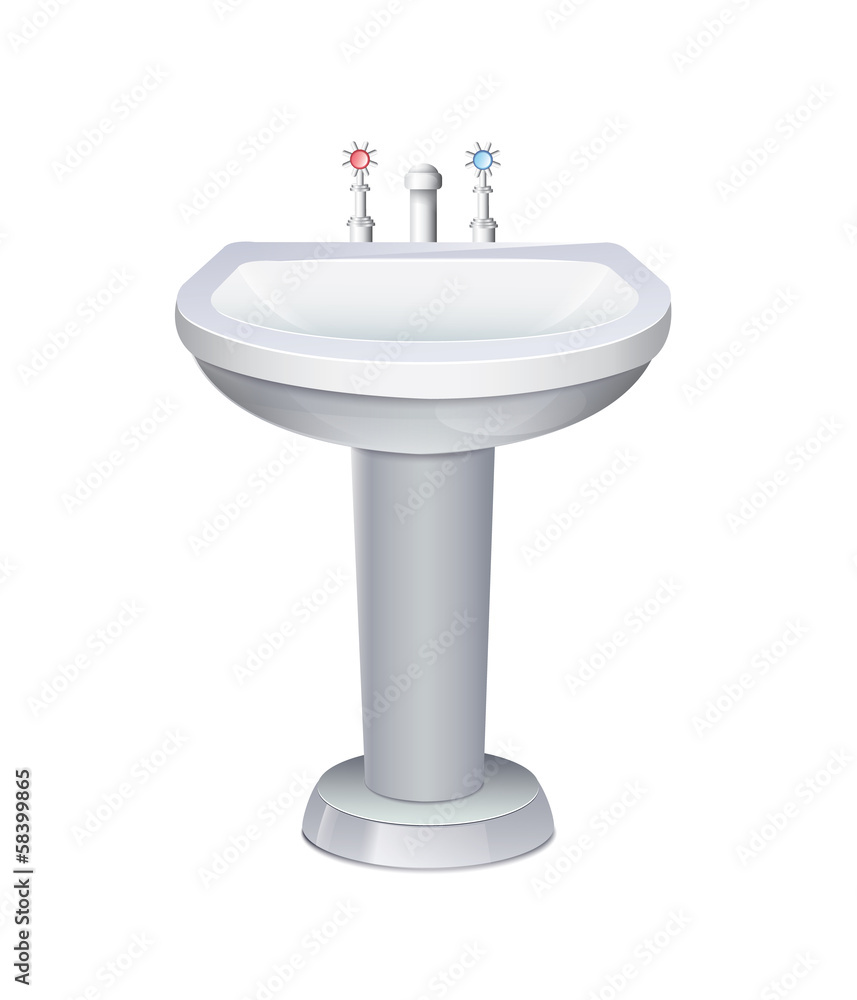 Washbasin With White Water Tap Washbasin With White Water Tap