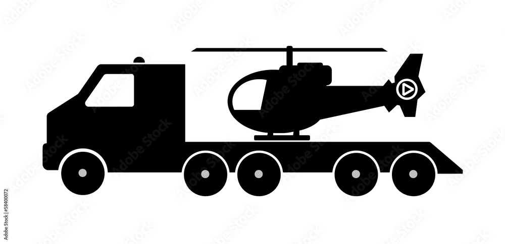 Hélicoptère transporter sur un camion
