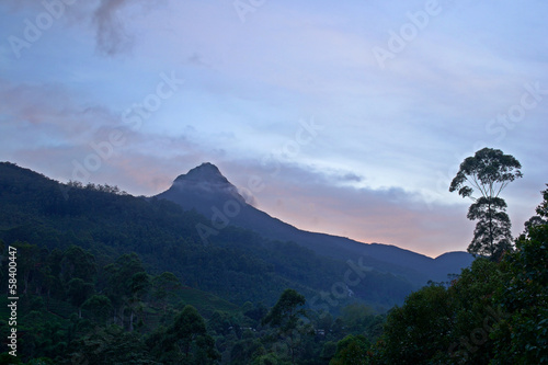 View of Adam s Peak, also known as Sri Pada, at dusk