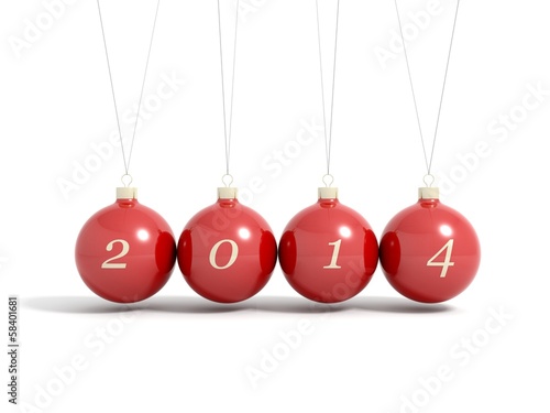 Render of 2014 new year christmas balls pendulum