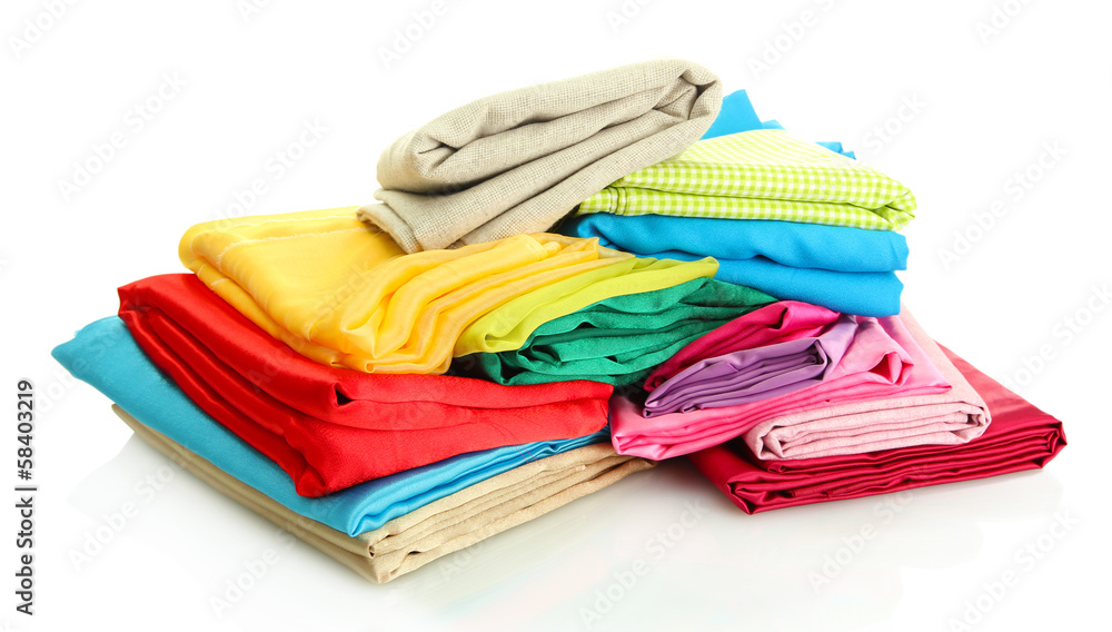 heap of cloth fabrics isolated on white heap of cloth fabrics isolated on white