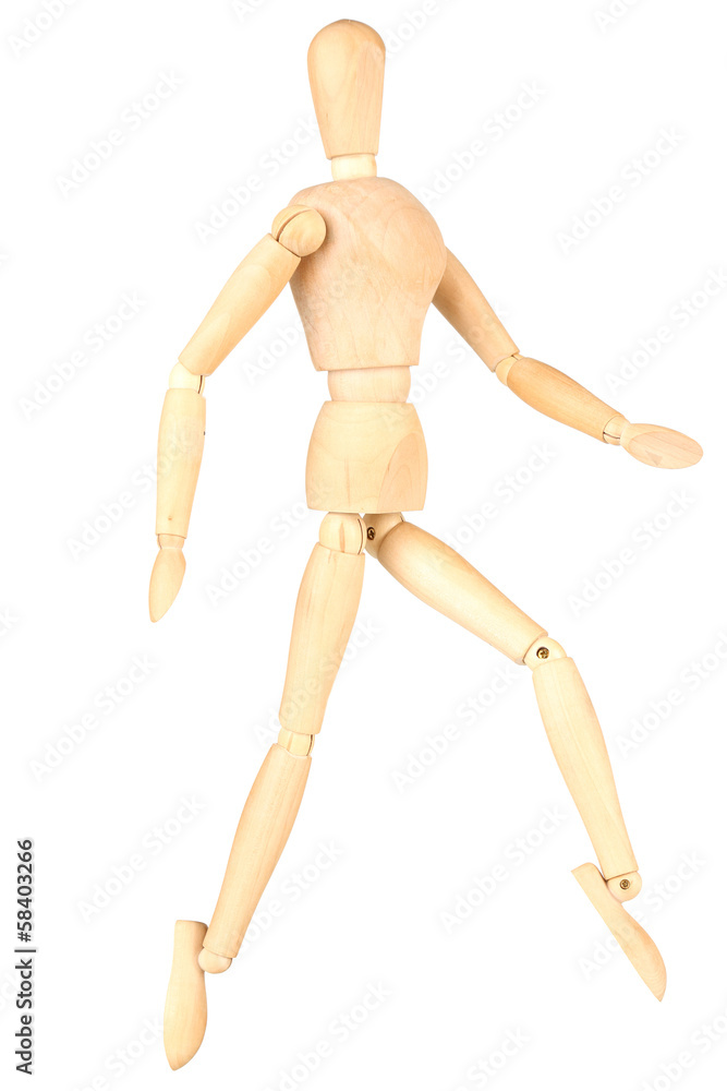 Joint pain at wooden mannequin isolated on white Joint pain at wooden mannequin isolated on white