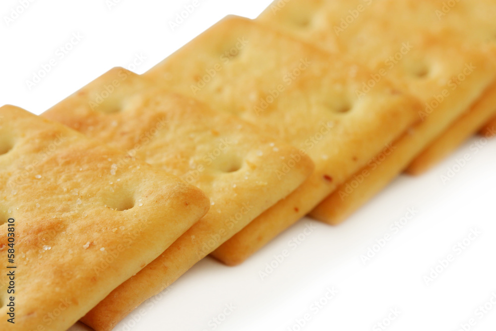 Delicious crackers isolated on white Delicious crackers isolated on white