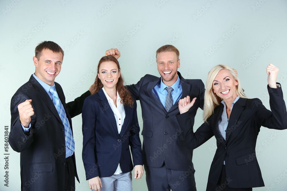 Group of business people on gray background Group of business people on gray background