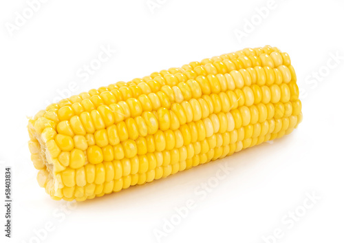 corn cob close-up on white background
