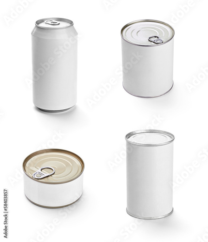 white box container template tin can drink food package photo