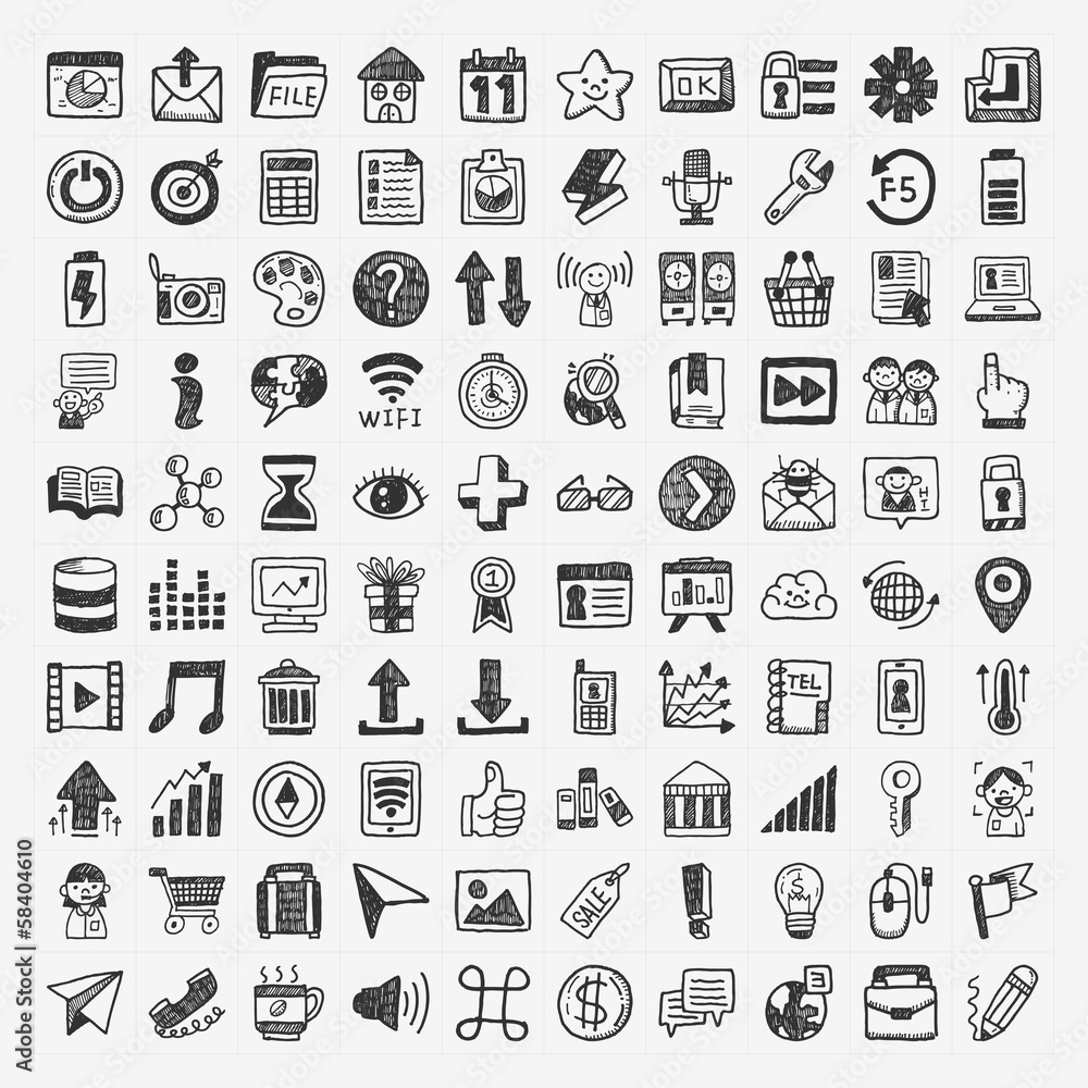 100 Doodle Web Icons