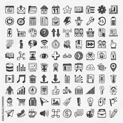 100 Doodle Web Icons