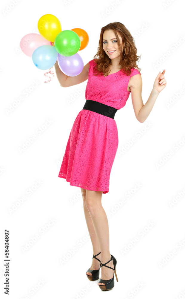 Beautiful young girl in dress isolated on white Beautiful young girl in dress isolated on white
