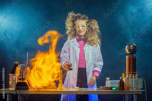 Curious scientist experimenting in laboratory