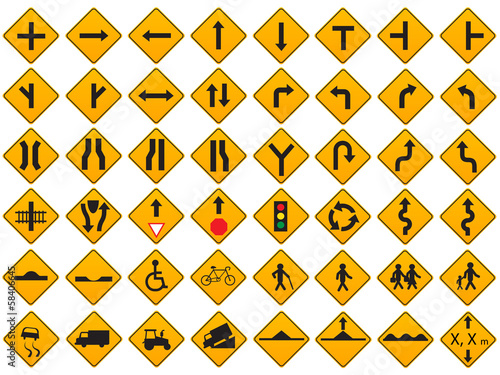 Warning Traffic Signs Vector Set