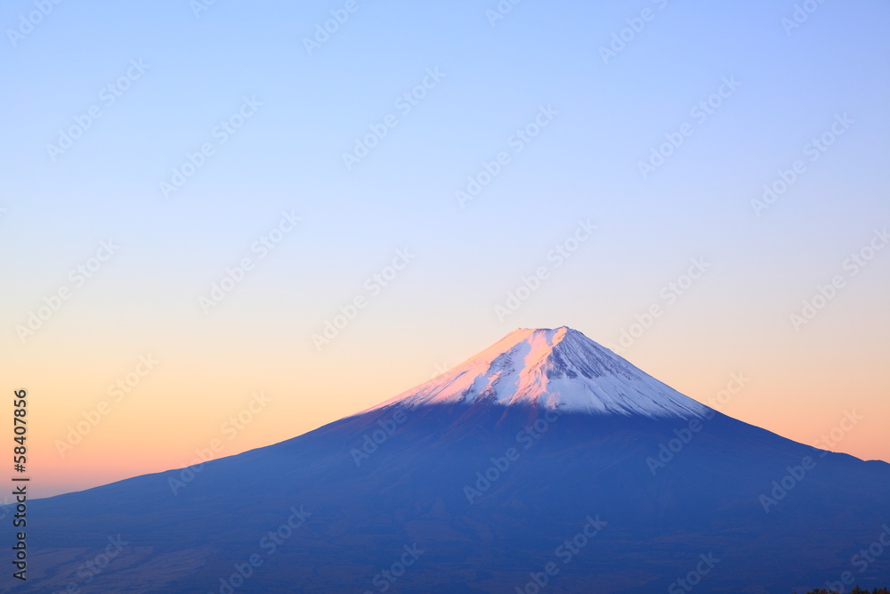 Mt. Fuji glows in the morning sun