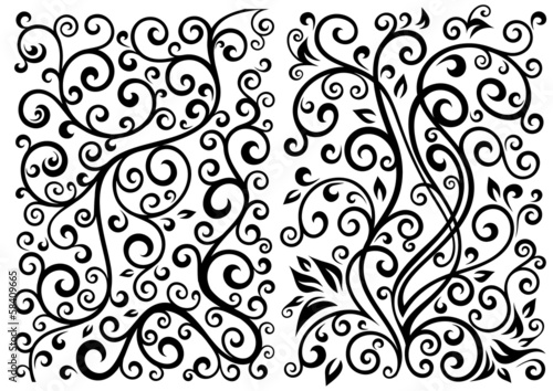 Set of two vector floral illustrations.