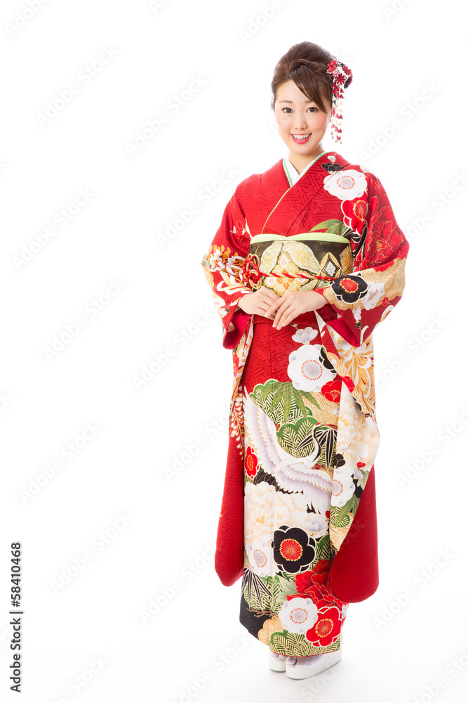 japanese kimono woman on white background japanese kimono woman on white background