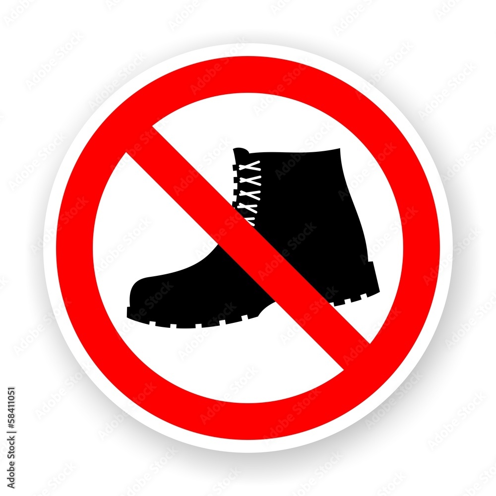 Illustrazione Stock sticker of no boots sign | Adobe Stock