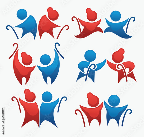 happy retirement: vector collection of old people symbols