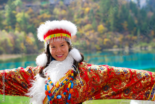 beautiful asian young woman in Chinese dress