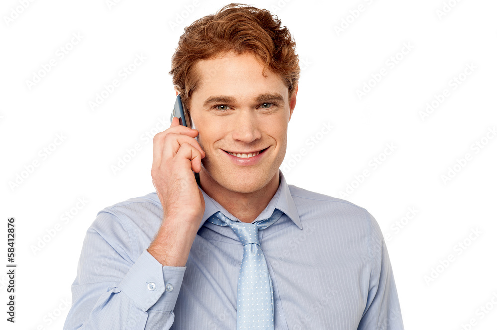 Smiling manager communicating with client Smiling manager communicating with client