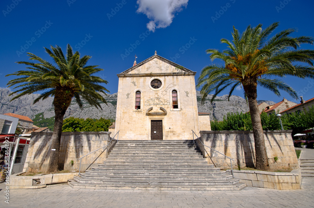 Church on Makarska town square, Croatia
