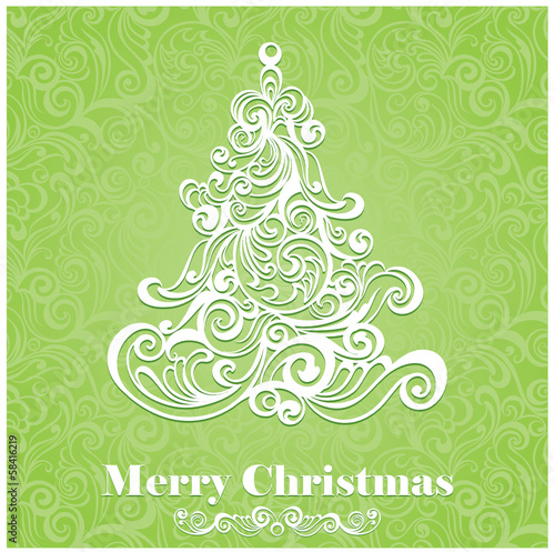 Christmas card. Floral Christmas tree.