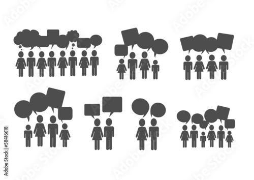 design people icons and dialog speech bubbles