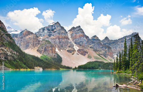 Beautiful Moraine Lake with Rocky Mountains in Alberta, Canada