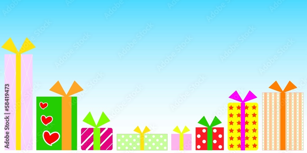 Set of colorful vector gift boxes with bows and ribbons