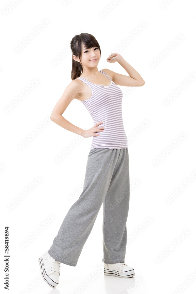 Fitness asian girl doing stretch exercise Fitness asian girl doing stretch exercise