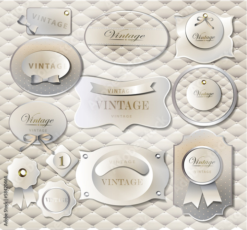 Set of retro shiny vector vintage labels, tags and stickers
