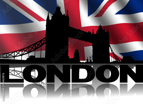 Dekoracja na wymiar  tower-bridge-and-text-reflected-british-flag-illustration