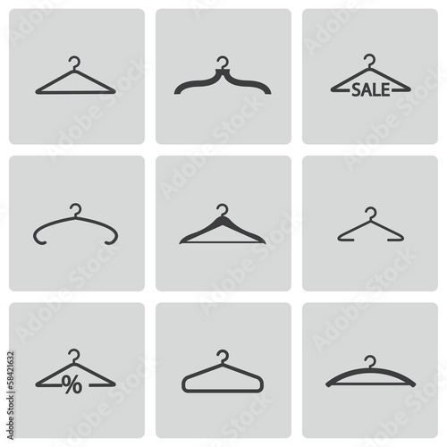 Vector black hanger icons set