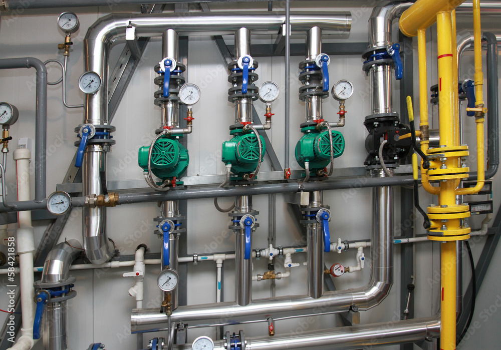 modern equipment in a boiler-house