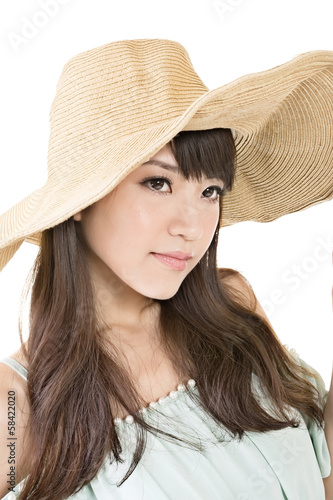 Beautiful asian young woman with hat