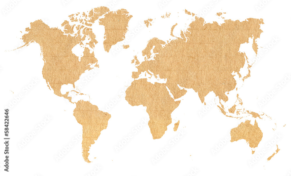 world map with carton paper background