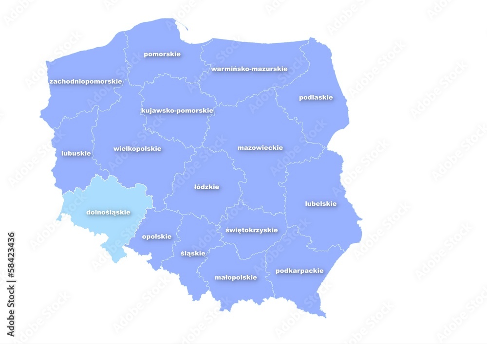 Fototapeta premium Administracyjna mapa polski